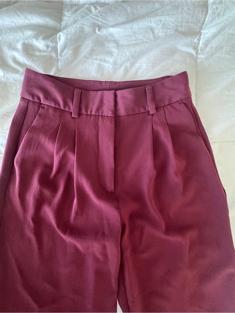 Jason Wu Pleated Wide Leg Trouser Pants Burgundy High Rise Career XS - Picture 7 of 11